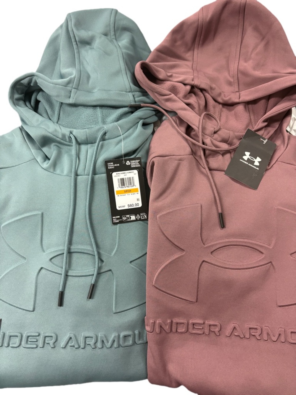 Two Under Armour Pullover Hoodie - Sage Green & Mauve